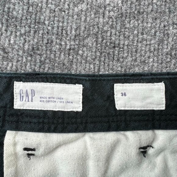 Gap Shorts Adult 36 Black Flat Front Chino Linen Cotton Mens 10" Inseam - Picture 4 of 11